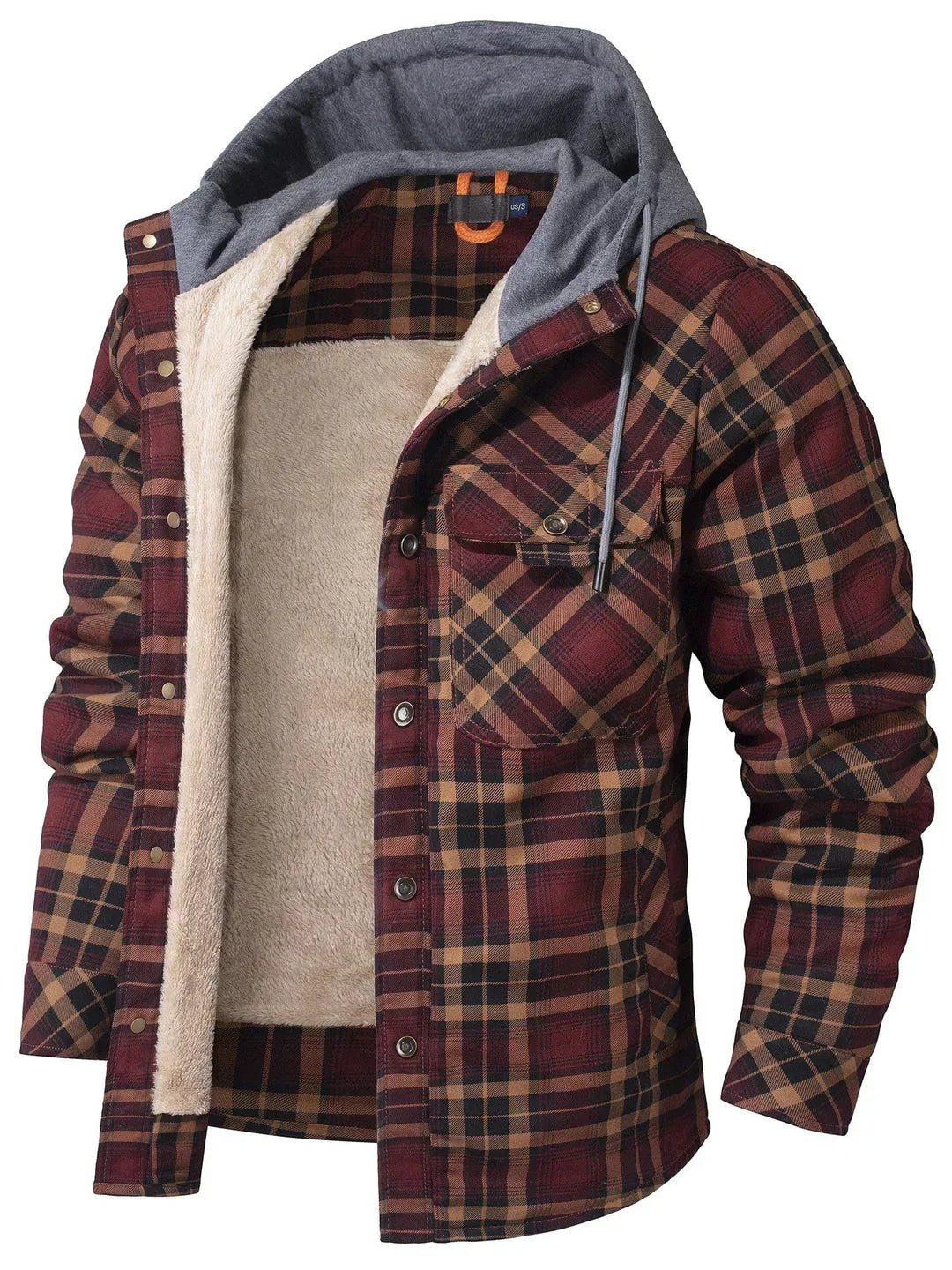 Kyle Veste Homme à Carreaux Chaude, Élégante avec Capuche Ajustable & Doublure Confortable