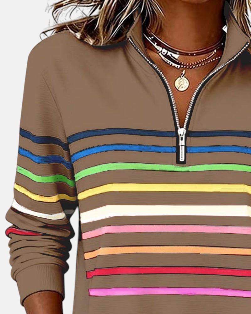 Pull Rayé à Fermeture Éclair pour femme, vue 16