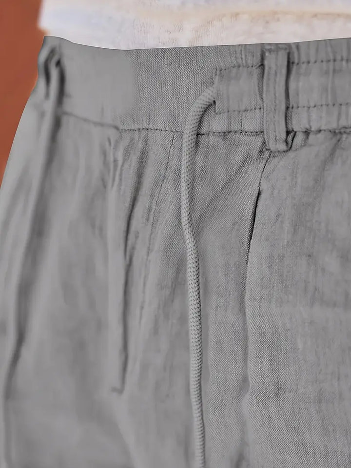 PANTALONS LARGES EN LIN AVEC CORDON