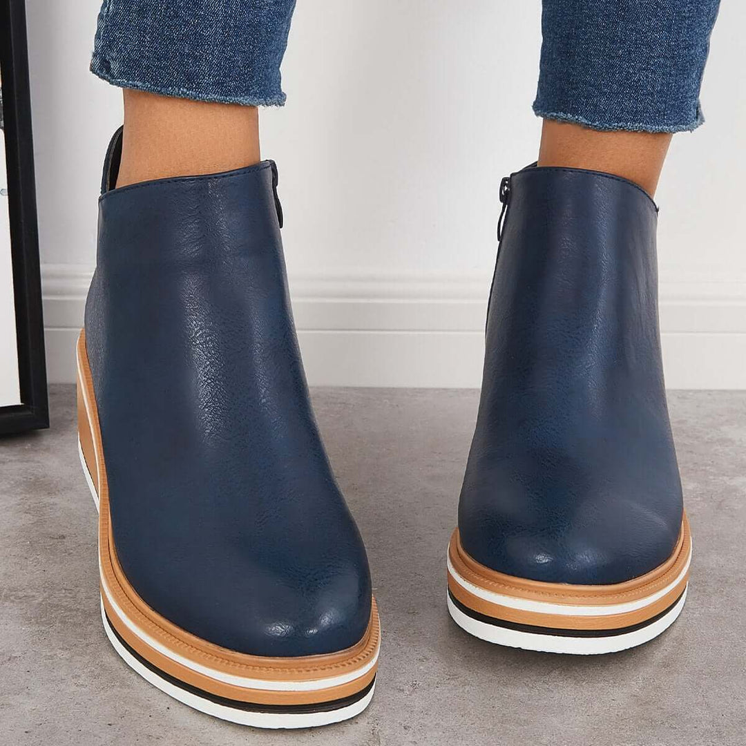 Felise Bottines Femme Bottes à Semelle Plateforme Élégantes avec Zip, Confortables et Durables, vue 9