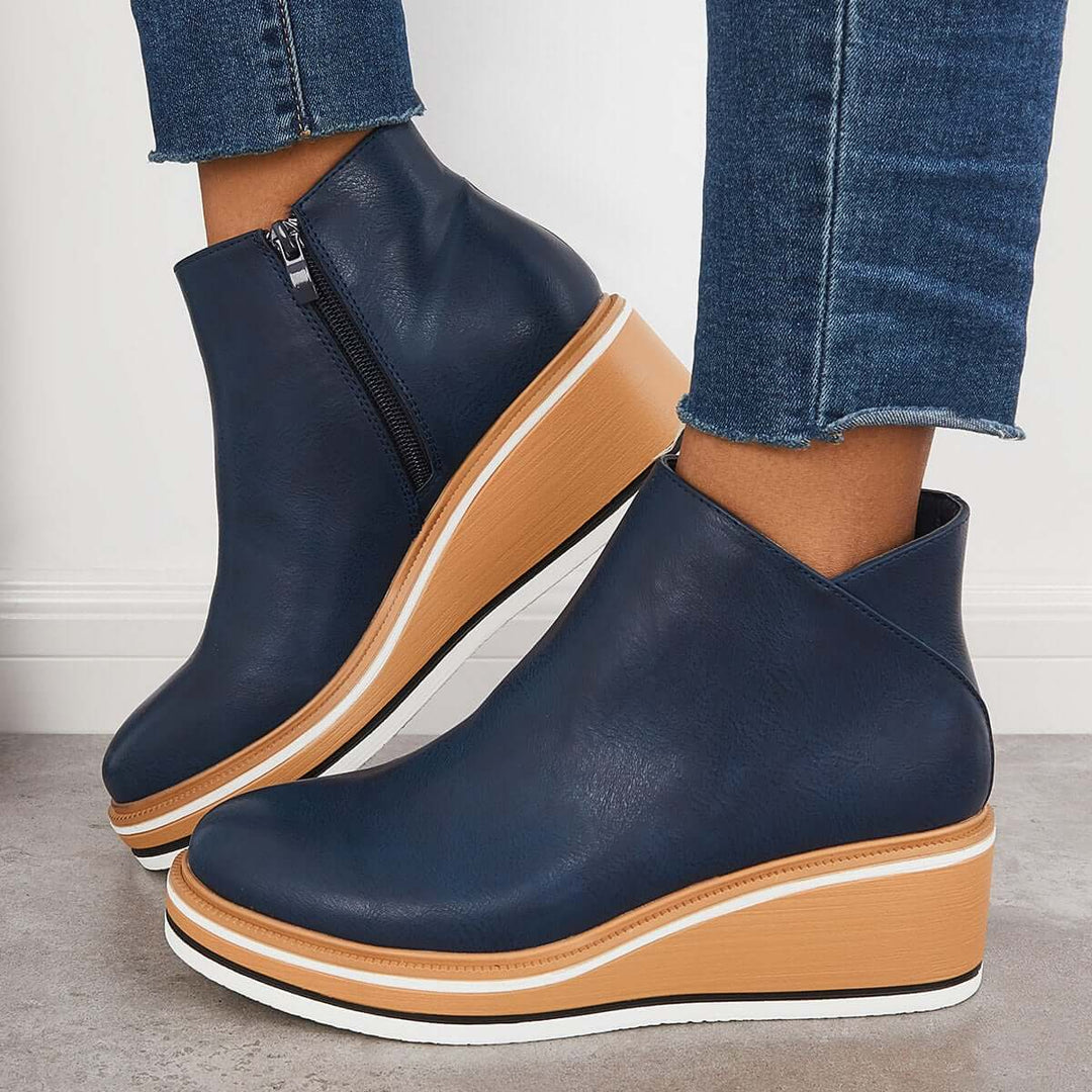 Felise Bottines Femme Bottes à Semelle Plateforme Élégantes avec Zip, Confortables et Durables, vue 27