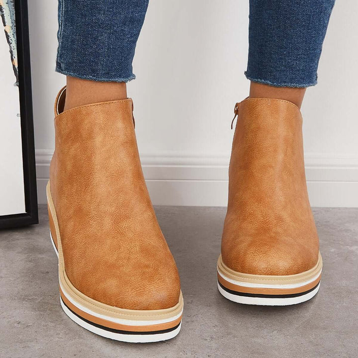 Felise Bottines Femme Bottes à Semelle Plateforme Élégantes avec Zip, Confortables et Durables, vue 15