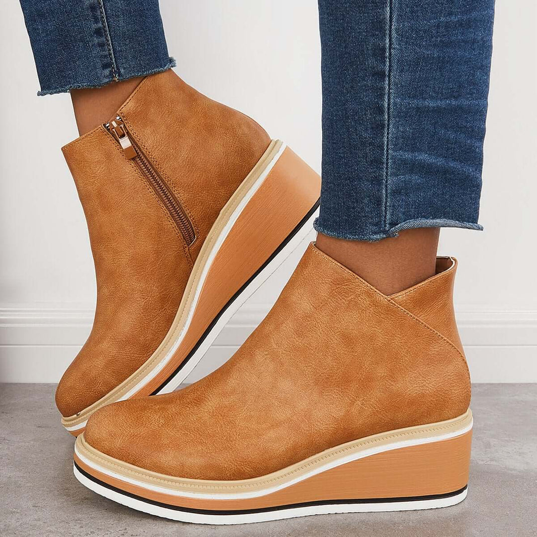 Felise Bottines Femme Bottes à Semelle Plateforme Élégantes avec Zip, Confortables et Durables, vue 28