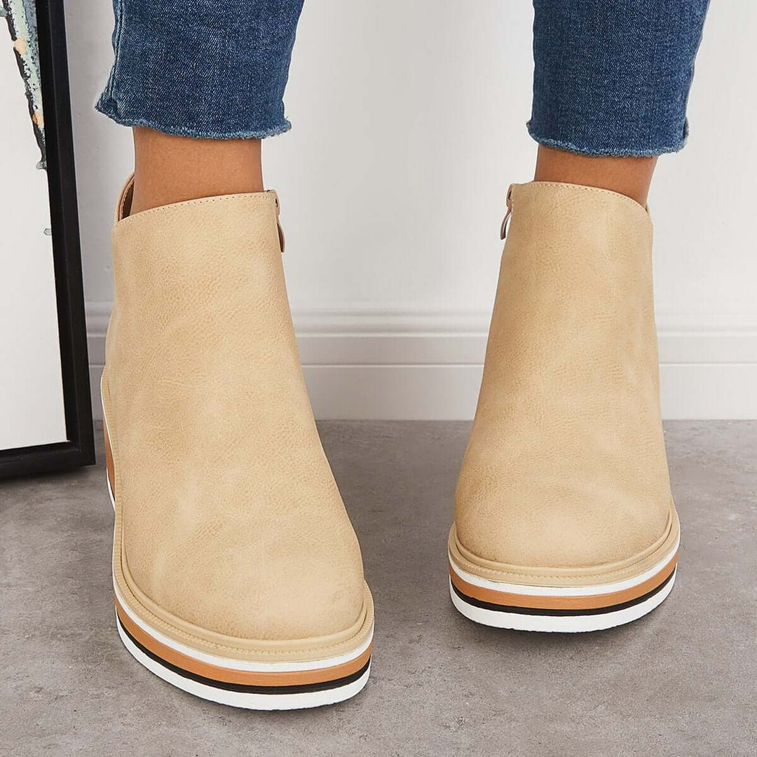 Felise Bottines Femme Bottes à Semelle Plateforme Élégantes avec Zip, Confortables et Durables, vue 18