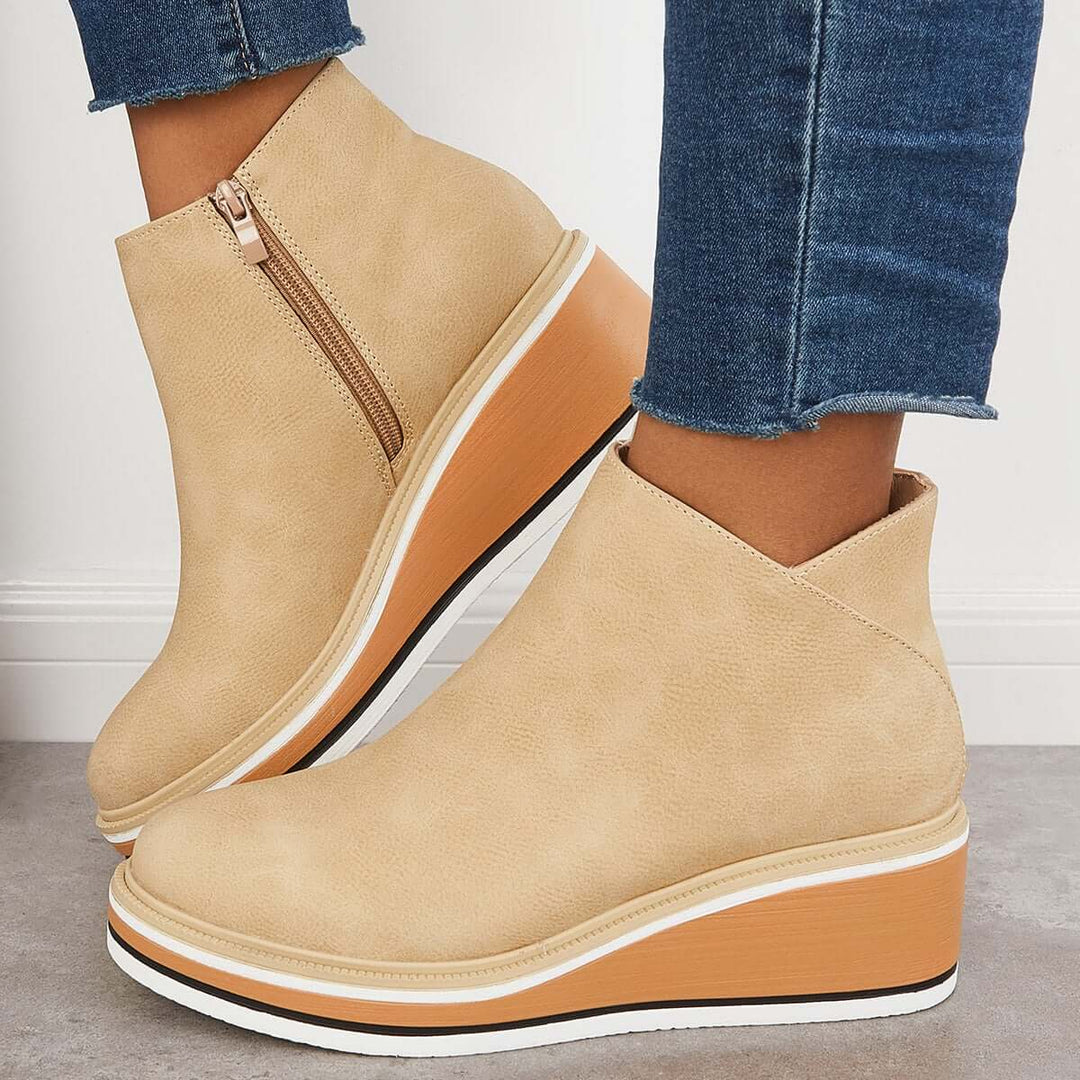 Felise Bottines Femme Bottes à Semelle Plateforme Élégantes avec Zip, Confortables et Durables, vue 29