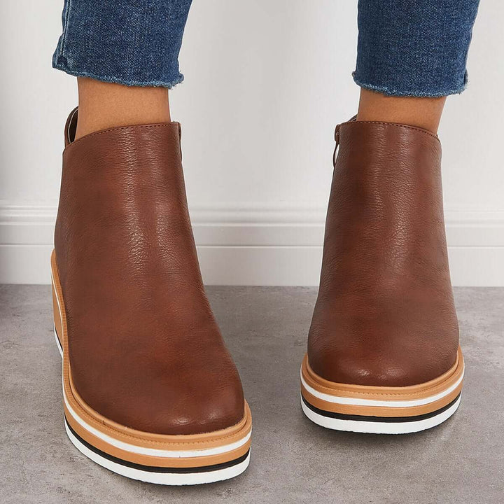 Felise Bottines Femme Bottes à Semelle Plateforme Élégantes avec Zip, Confortables et Durables, vue 24