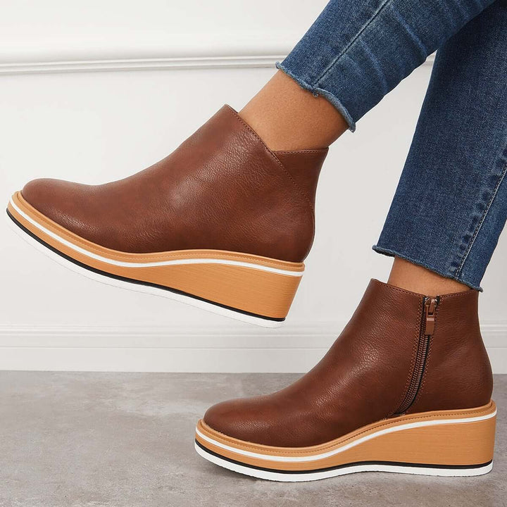 Felise Bottines Femme Bottes à Semelle Plateforme Élégantes avec Zip, Confortables et Durables, vue 25