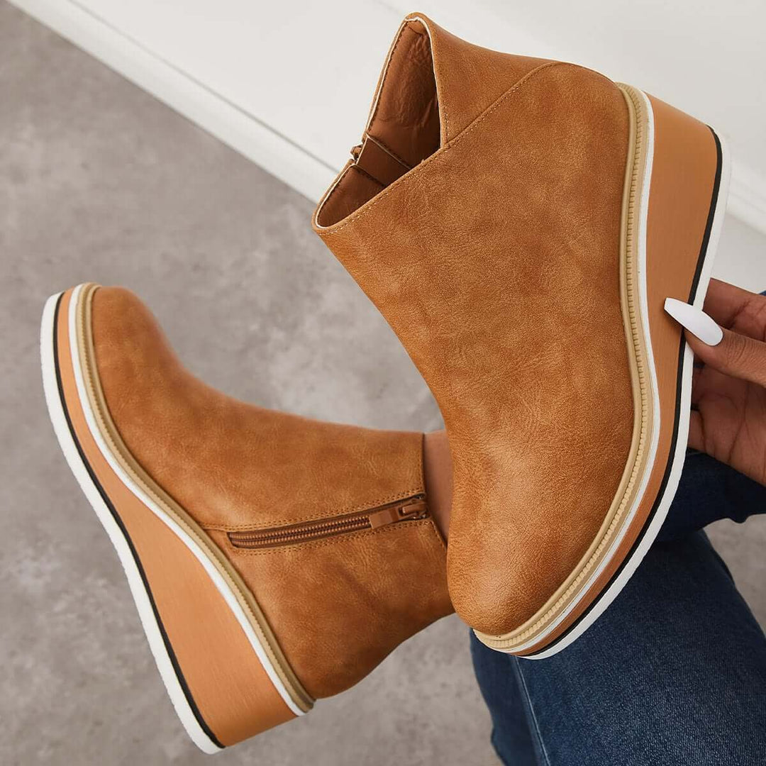 Felise Bottines Femme Bottes à Semelle Plateforme Élégantes avec Zip, Confortables et Durables, vue 17