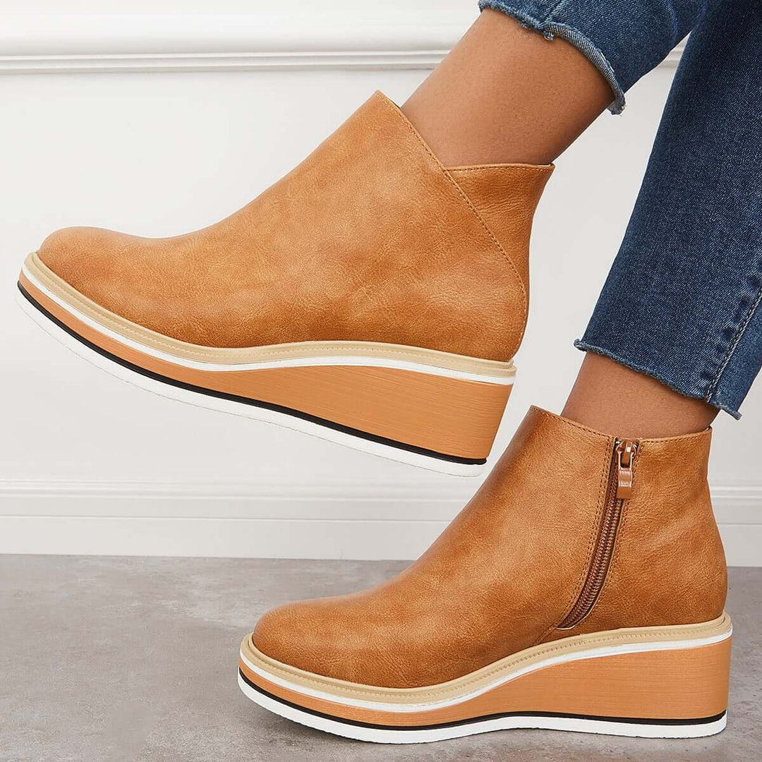 Felise Bottines Femme Bottes à Semelle Plateforme Élégantes avec Zip, Confortables et Durables, vue 16