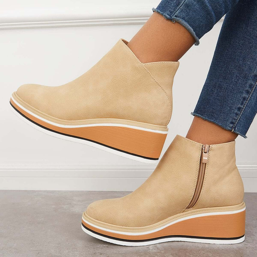 Felise Bottines Femme Bottes à Semelle Plateforme Élégantes avec Zip, Confortables et Durables, vue 19