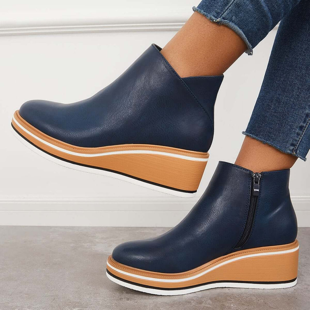 Felise Bottines Femme Bottes à Semelle Plateforme Élégantes avec Zip, Confortables et Durables, vue 10