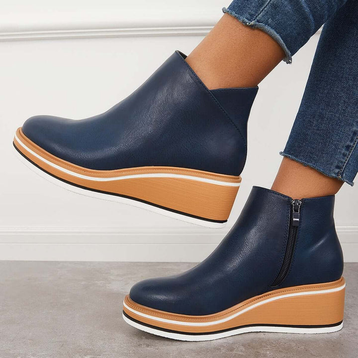 Felise Bottines Femme Bottes à Semelle Plateforme Élégantes avec Zip, Confortables et Durables, vue 10