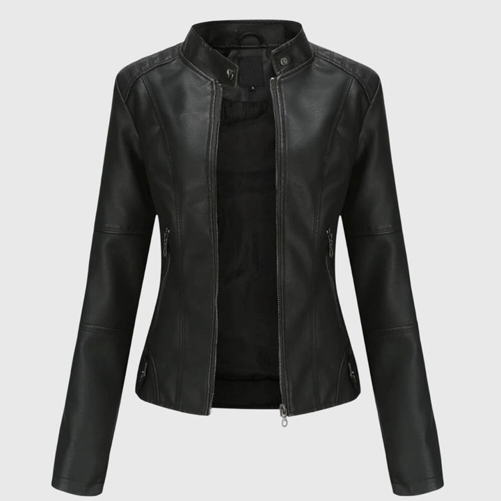 Léa Veste en Cuir Femme Zippée Col Montant