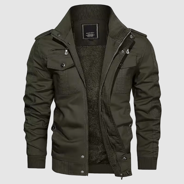 Aiden Blouson Aviateur Homme Veste Pilote Chaude avec Doublure Polaire & Col Montant, vue 3