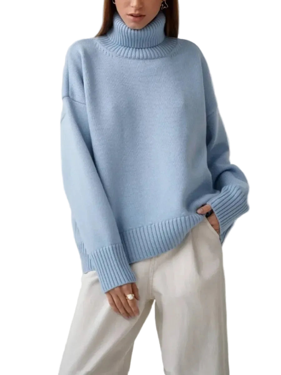 Elise Pull Col Roulé Oversize Femme Pull en Maille Douce et Chaude au Style Intemporel, vue 9