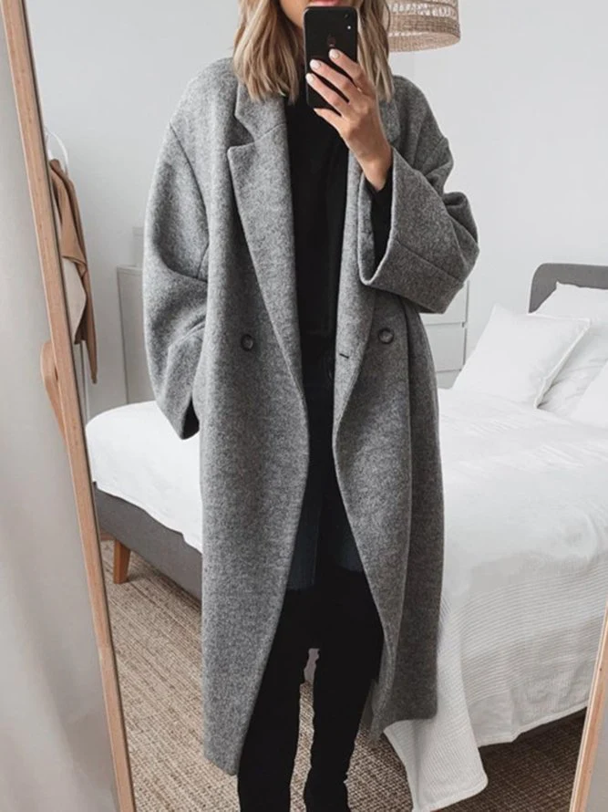 Celia Manteau Femme Long en Laine Mélangée, Coupe Oversize Élégante & Moderne