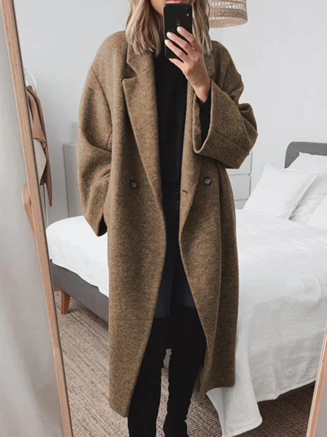 Celia Manteau Femme Long en Laine Mélangée, Coupe Oversize Élégante & Moderne, vue 4
