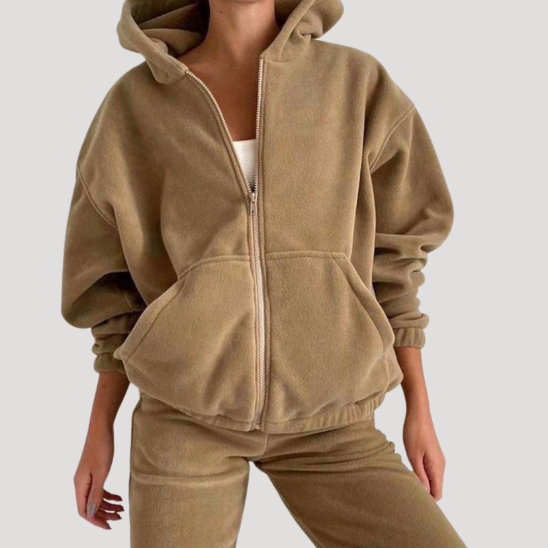 Ensemble Coordonné Femme Sweat à Capuche Zippé et Jogging