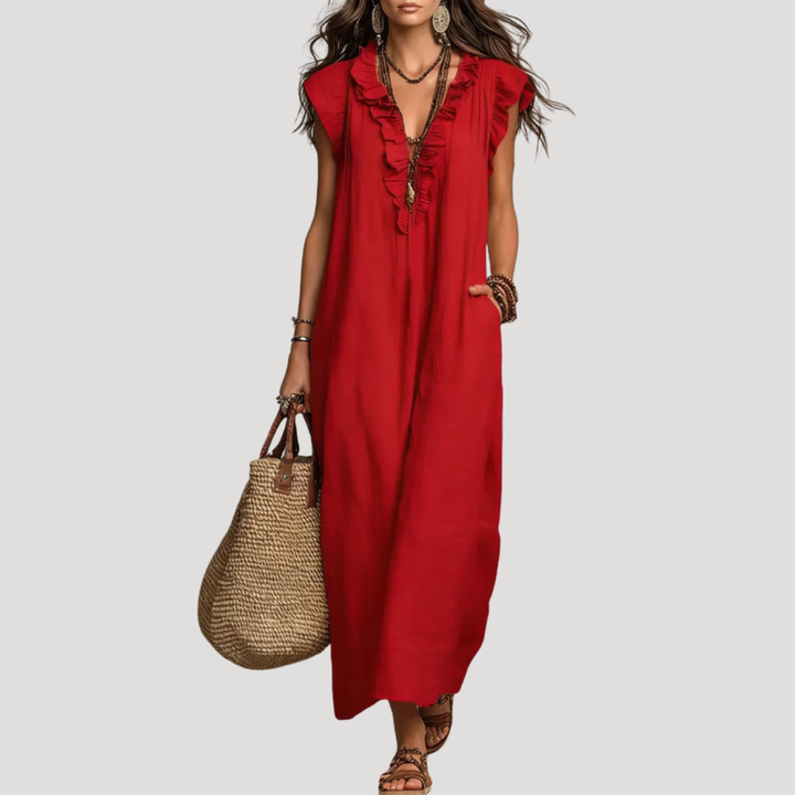 Sleeveless Ruffled Bohemian Maxi Dress