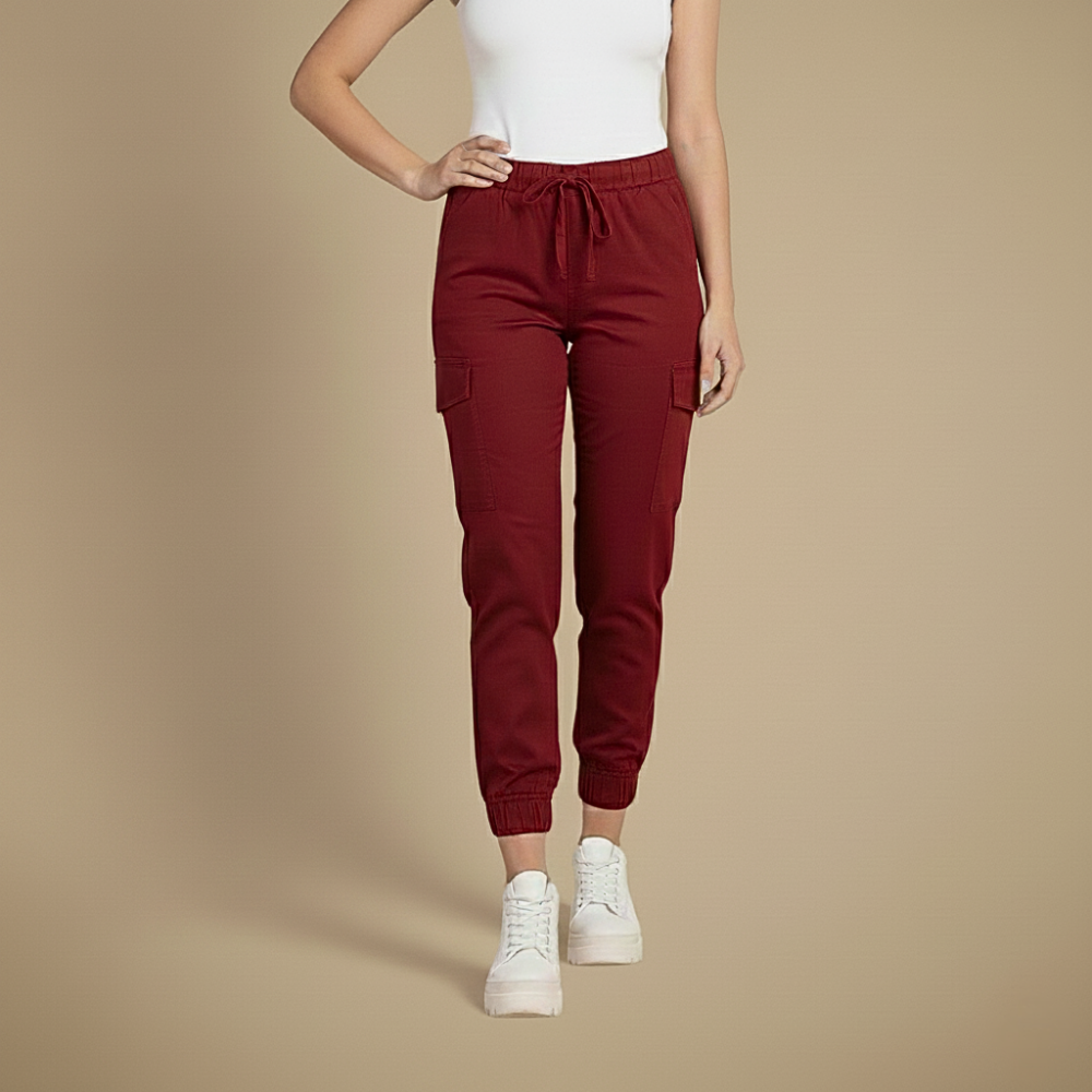 Kate Pantalon Cargo Jogging Femme Jogger Streetwear à Taille Élastique et Poches, vue 7