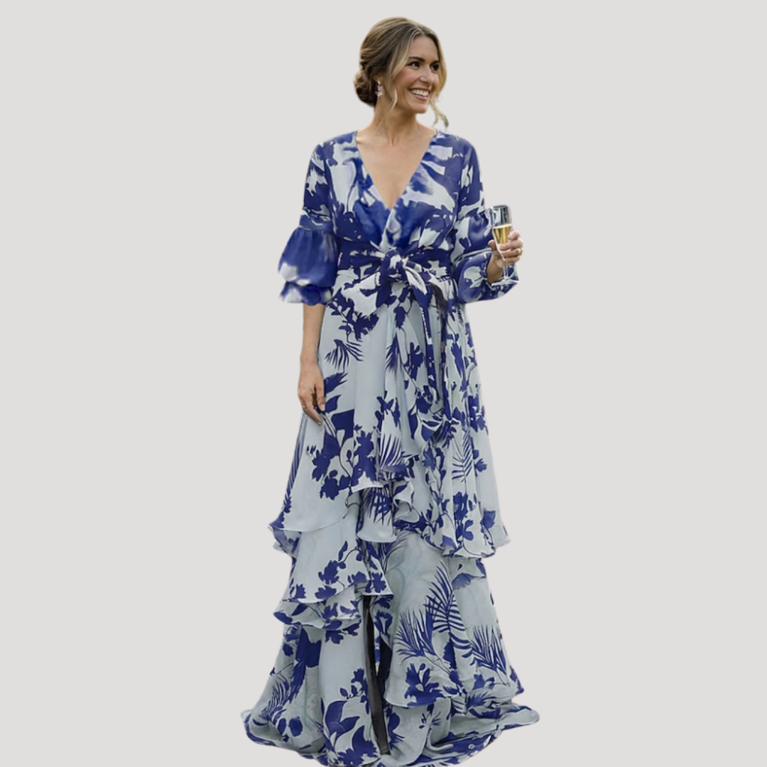 Robe Longue Fleurie Élégante Femme Pour Mariage