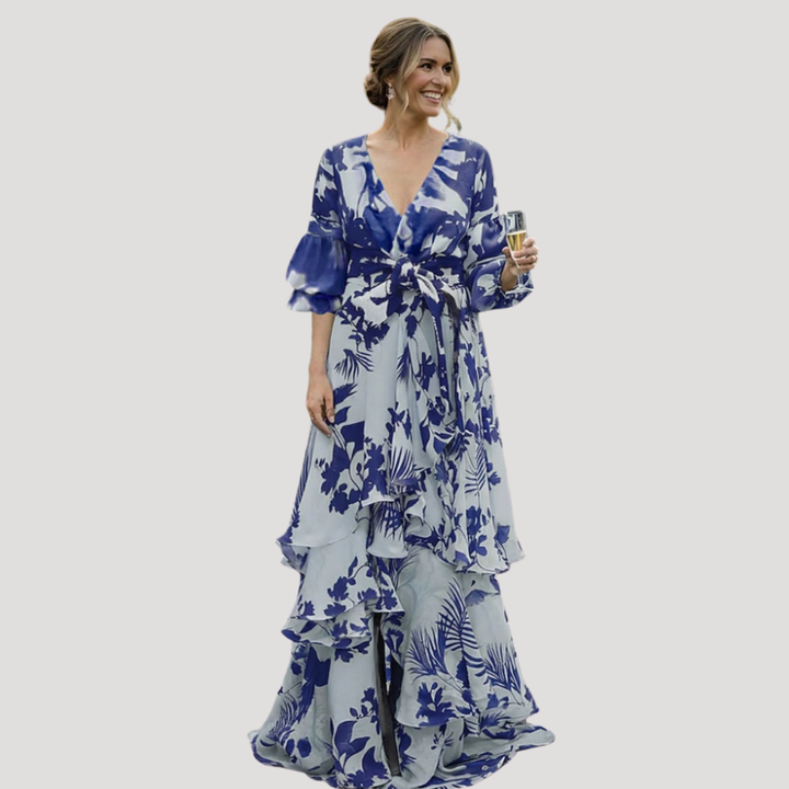 Robe Longue Fleurie Élégante Femme Pour Mariage