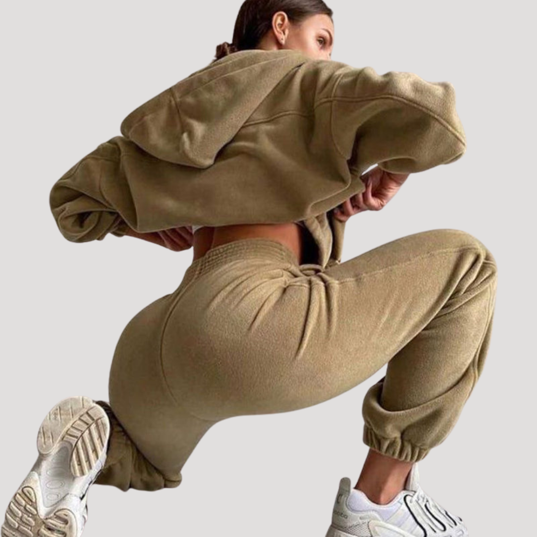 Ensemble Coordonné Femme Sweat à Capuche Zippé et Jogging