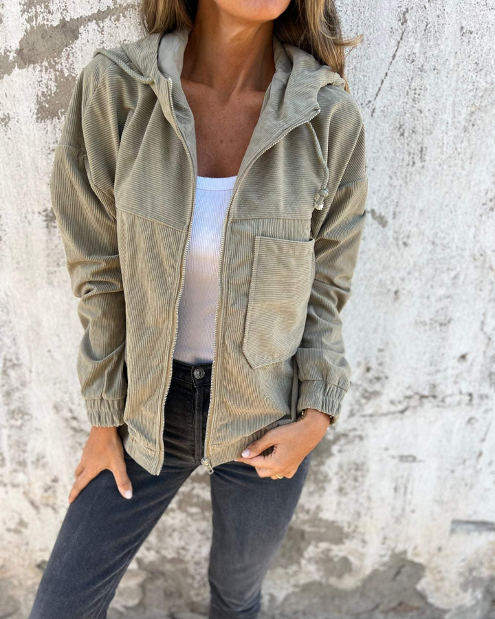 Veste à Capuche en Velours Côtelé pour femme, vue 4