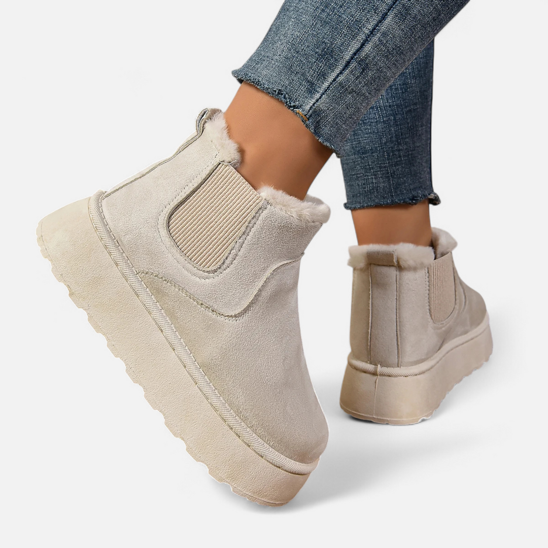 Noémie Bottines à Plateforme en Peluche pour Femme – Style Doux & Chic