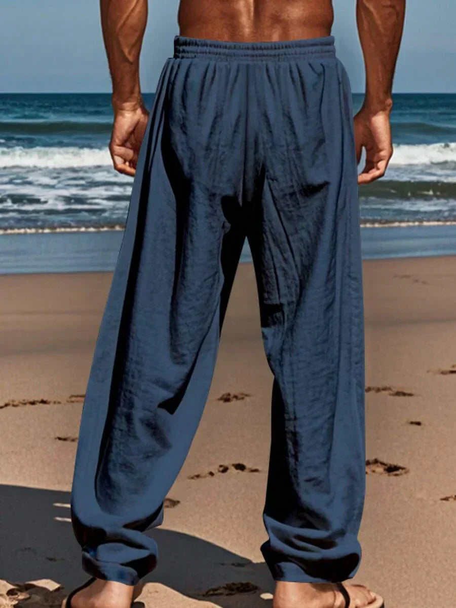 PANTALON LÉGER EN LIN AVEC CORDON