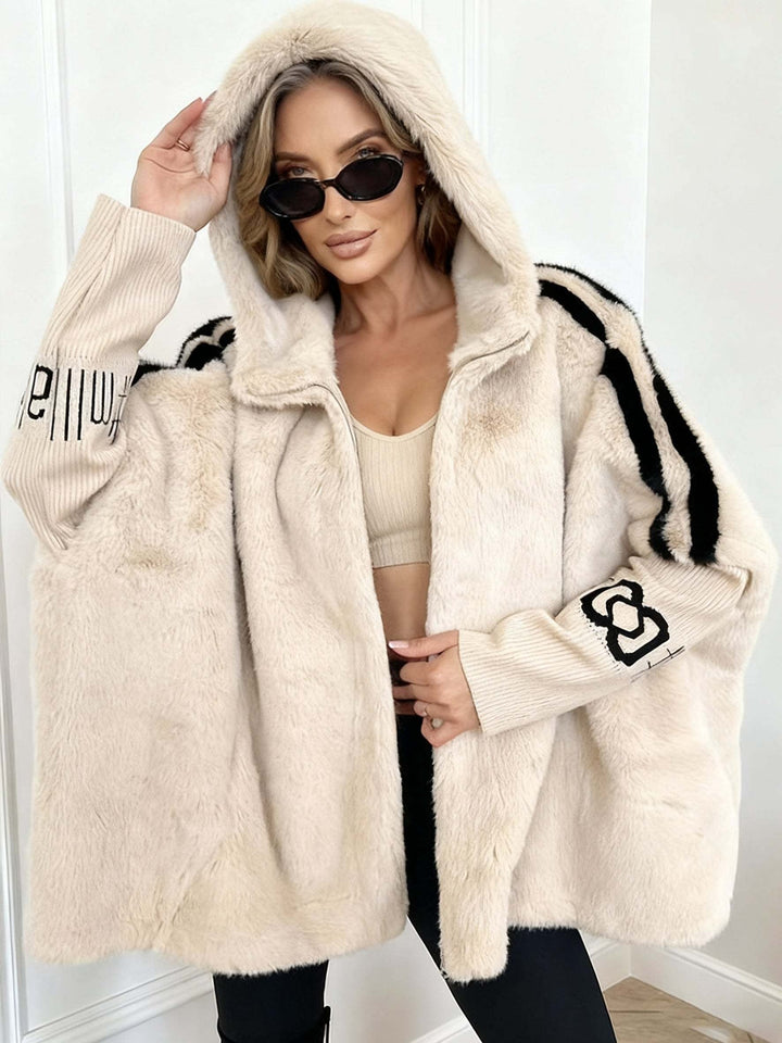 Serenity Manteau Femme Coat à Rayures Verticales avec Capuche & Fermeture Avant, vue 3
