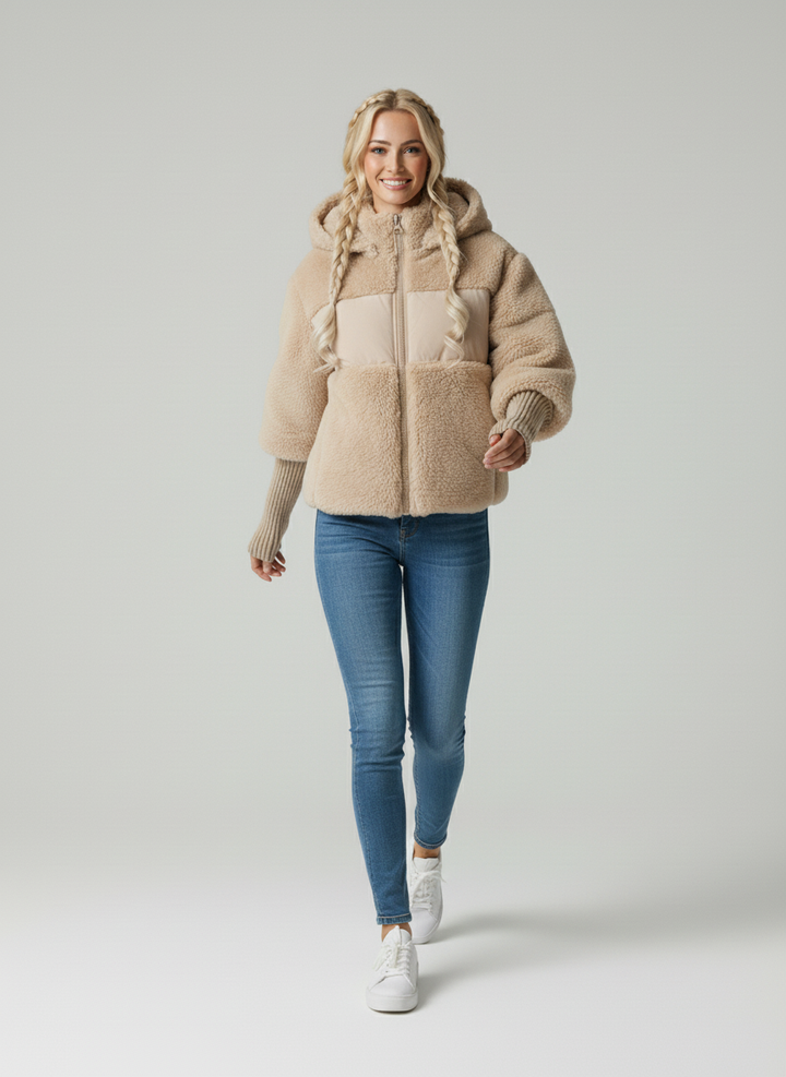 Kamila Doudoune Femme Veste Chaude et Stylée avec Poignets Tricotés & Design
