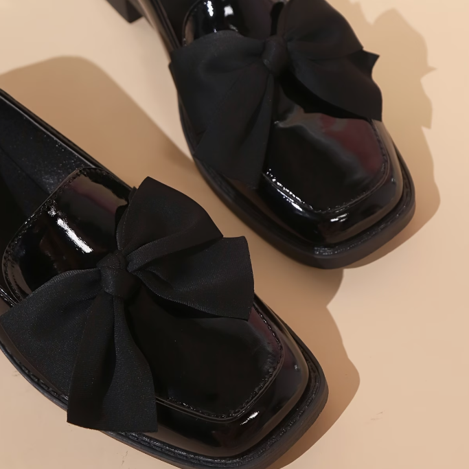 Ballerines Femme Confortables à Petit Talon avec Nœud – Chaussures Élégantes à Enfiler
