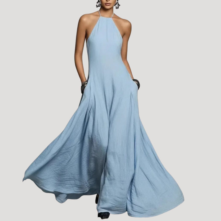 Women's Flowy Backless Maxi Dress