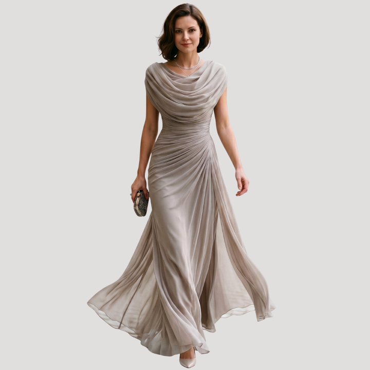 Elegant Flowy Draped Women's Maxi Dress
