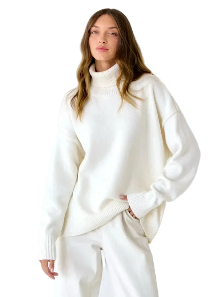 Elise Pull Col Roulé Oversize Femme Pull en Maille Douce et Chaude au Style Intemporel, vue 2