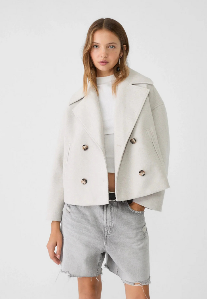 Eloise Veste Croppée Femme Élégante Coupe Tailleur avec Revers Pointus & Fermeture Double Boutonnage, vue 13