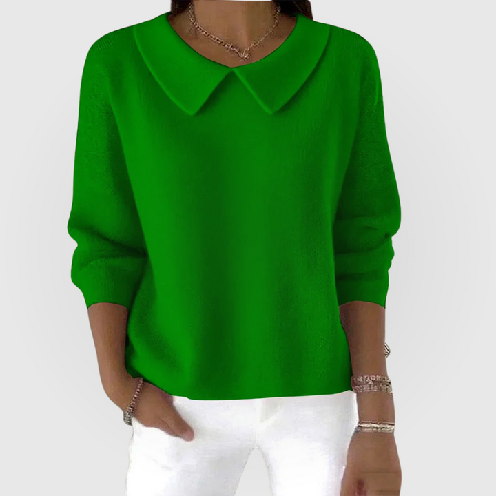 Women's Long-Sleeve Peter Pan Collar Solid Sweater