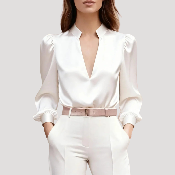 Women's Elegant V-Neck Long Sleeve Blouse