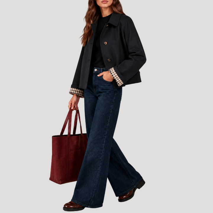 Garance Trench Court Femme à Carreaux Doublé