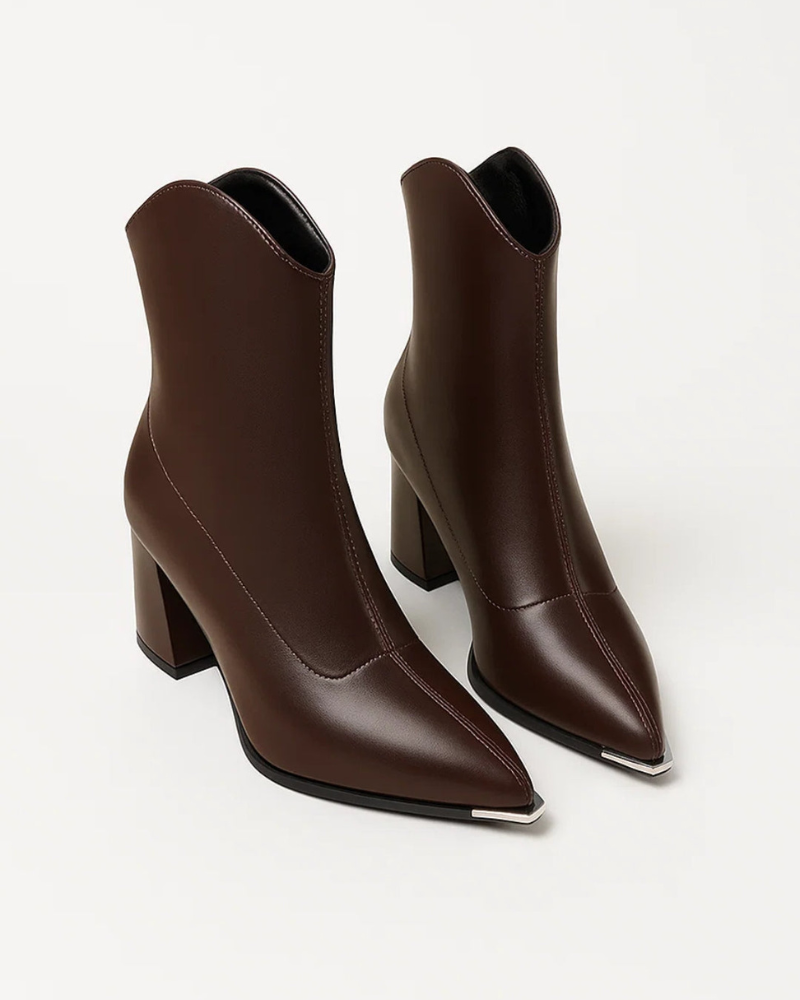 Nayeli Bottines Femme Bout Pointu Talon Bloc Stable & Silhouette Élancée Moderne