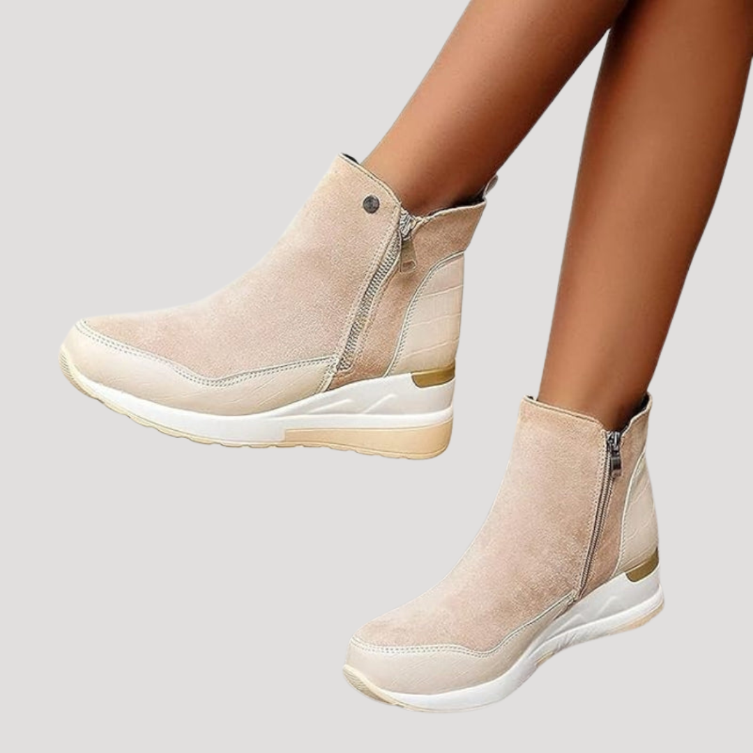 Lison Bottines Femme Zippées à Semelle Compensée