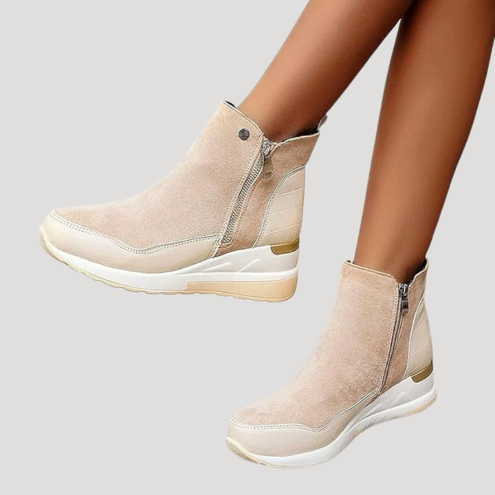 Lison Bottines Femme Zippées à Semelle Compensée