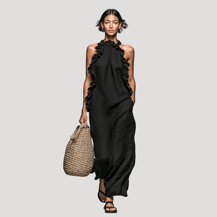 Women's Sleeveless High Neck Summer Maxi Dress