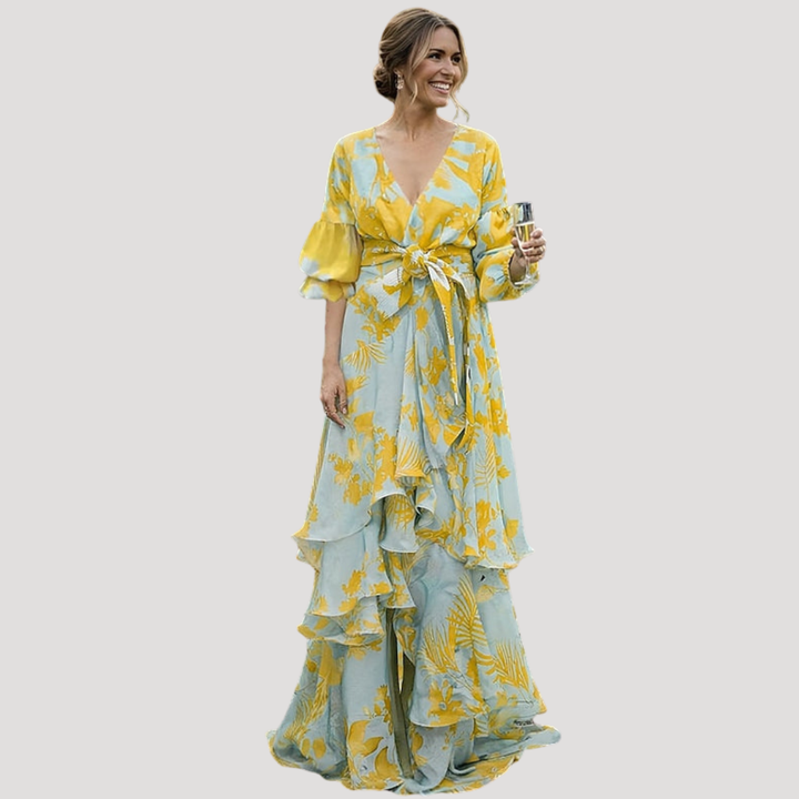 Robe Longue Fleurie Élégante Femme Pour Mariage