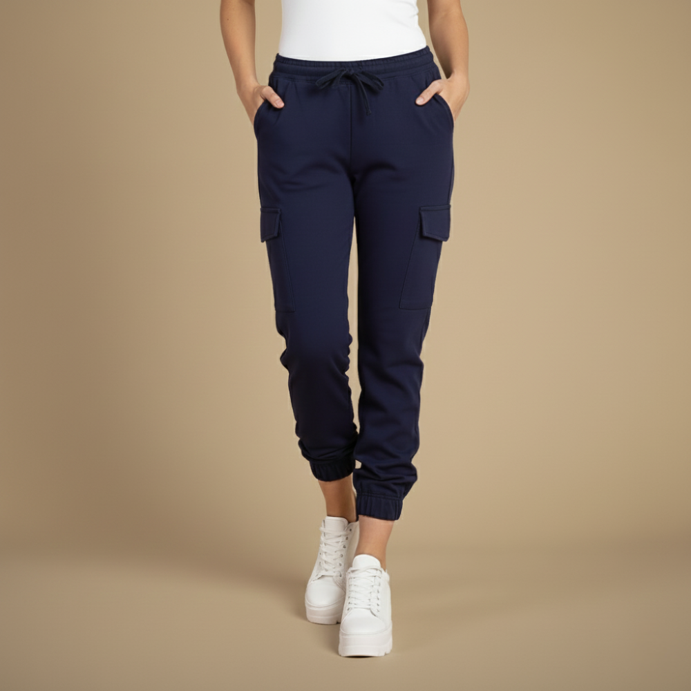 Kate Pantalon Cargo Jogging Femme Jogger Streetwear à Taille Élastique et Poches