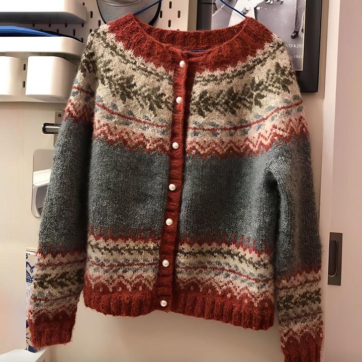 Aitana Cardigan Femme en Maille Ethnique Pull Scandinave Doux et Chaud pour le Port Quotidien, vue 3