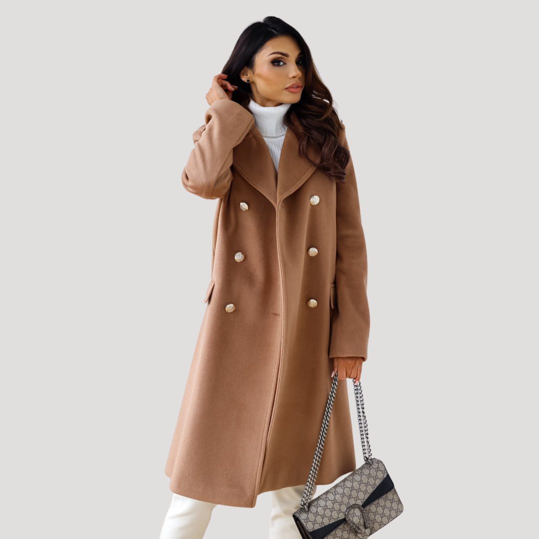 Héloïse Manteau Long Femme en Laine à Double Boutonnage