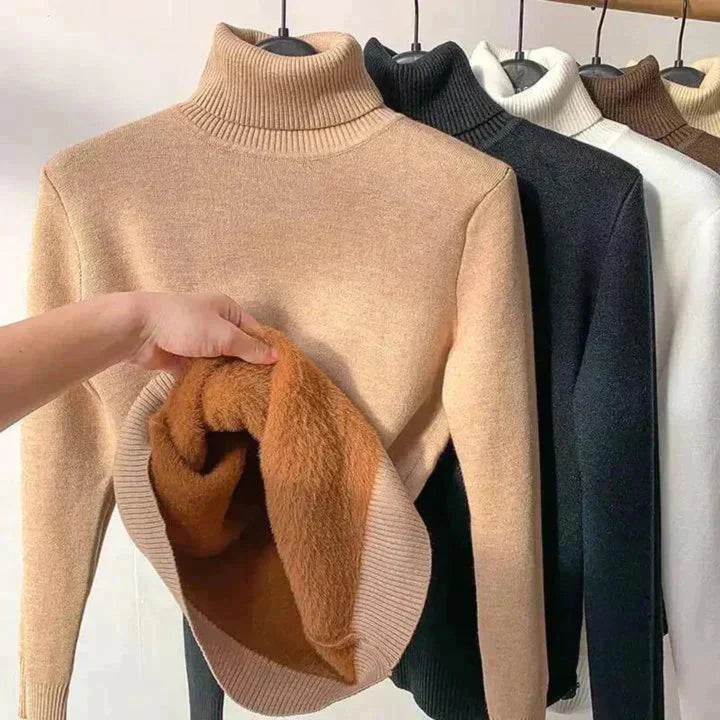 Delaney Pull Femme Pull Tricoté Confortable avec Doublure Polaire Chaude pour l’Hiver