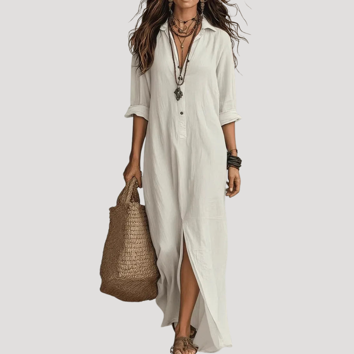 Women's Bohemian V-Neck Slit Maxi Dress